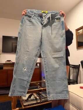 Butter Light Blue Denim Jeans with Embroidered Parrot Patch